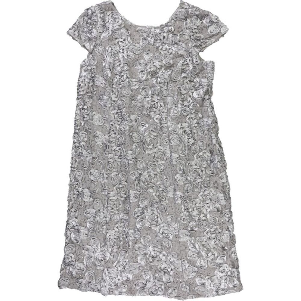 Alex Evenings Womens Rosettes Lace A-line Dress, Grey, Plus Size, 22W, DM